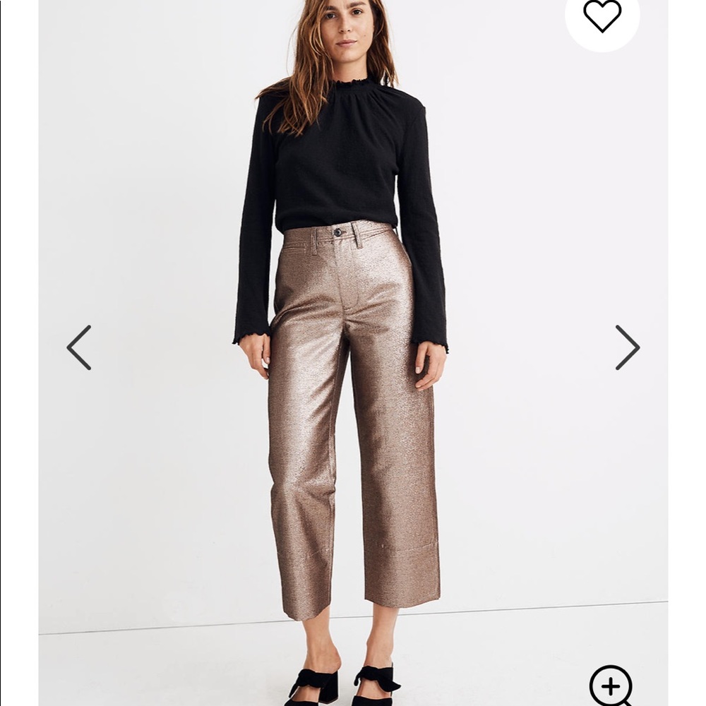 Madewell slim Emmett crop wide leg metallic pants